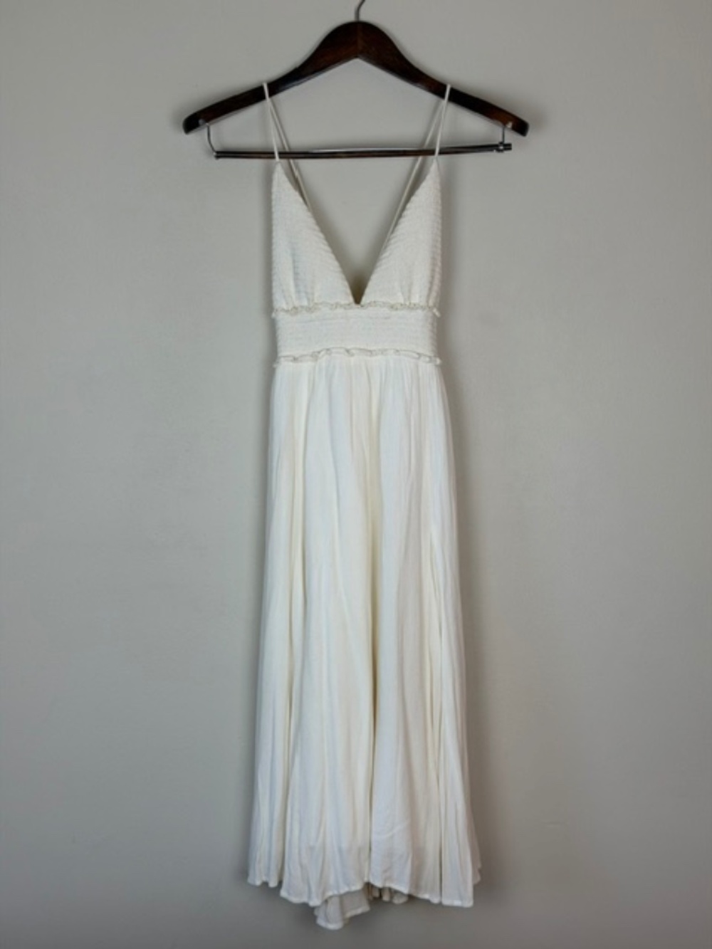 Lulus Summer Cream Halter Dress Women's Size Medium Boho Festival Feminine